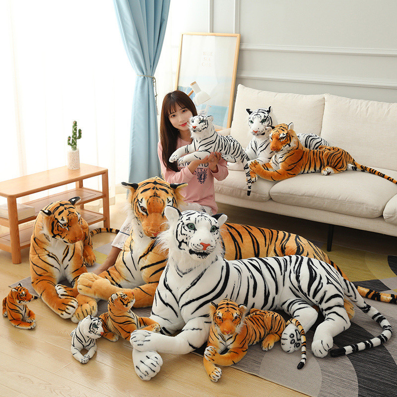 ของเล่น หมอน ของเล่นนุ่มสบายจําลองตุ๊กตาหมอนเสือเหมาะสําหรับสาวๆ