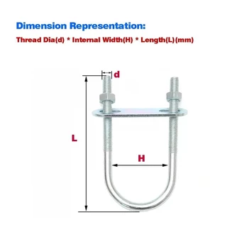 SYLV 1 ชิ้นท่อ U-Clamp, สกรูชุบสังกะสี Q235 เหล็กคาร์บอน M8 แคลมป์ท่อกลม, พร้อม Baffle มุมขวา U-bolt สําหรับหลอดกลม