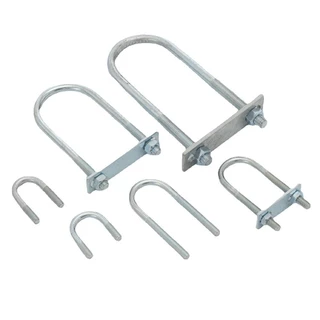 SYLV 1 ชิ้นท่อ U-Clamp, สกรูชุบสังกะสี Q235 เหล็กคาร์บอน M8 แคลมป์ท่อกลม, พร้อม Baffle มุมขวา U-bolt สําหรับหลอดกลม