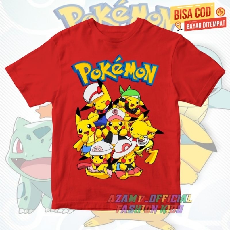 💟😆 เสื้อยืดเด็ก Pokemon Pikachu  / ใหม่ล่าสุด Pokemon Pikachu Character Pikachu เสื้อยืดเด็ก Pikachu