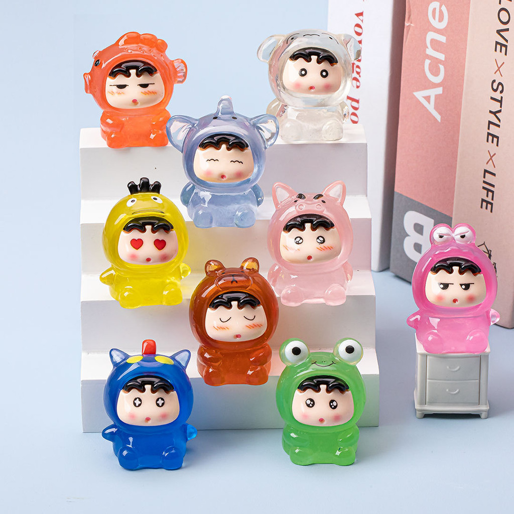 9 ชิ้นโปร่งใส Hug Shin-chan เรซิ่น Charms สําหรับ DIY (11-474)