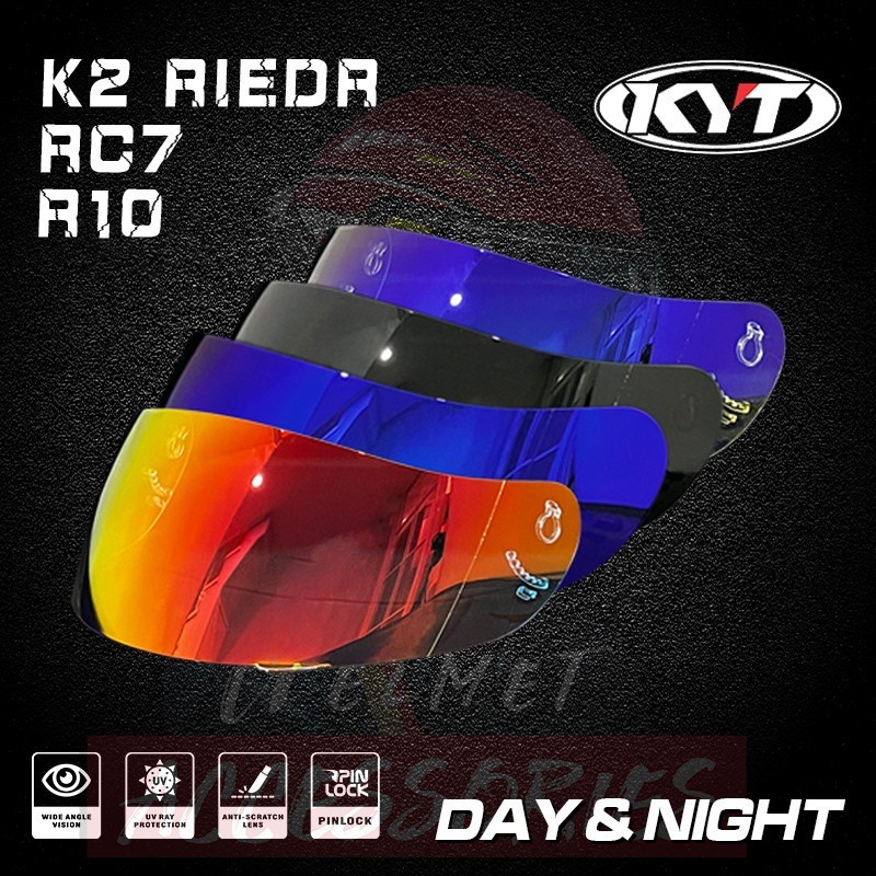 Kyt RC7 R10 K2 Rider Helmet Visor Iridium Lens ทั้งกลางวันและกลางคืน