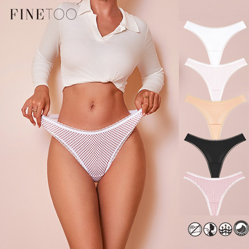 Finetoo ไร้รอยต่อทองสั้นสําหรับผู้หญิง Comfort ชุดชั้นในคลาสสิก Wave Point กางเกงนมผ้าไหมน้ําแข็งพร้อมชุดชั้นในลูกไม้