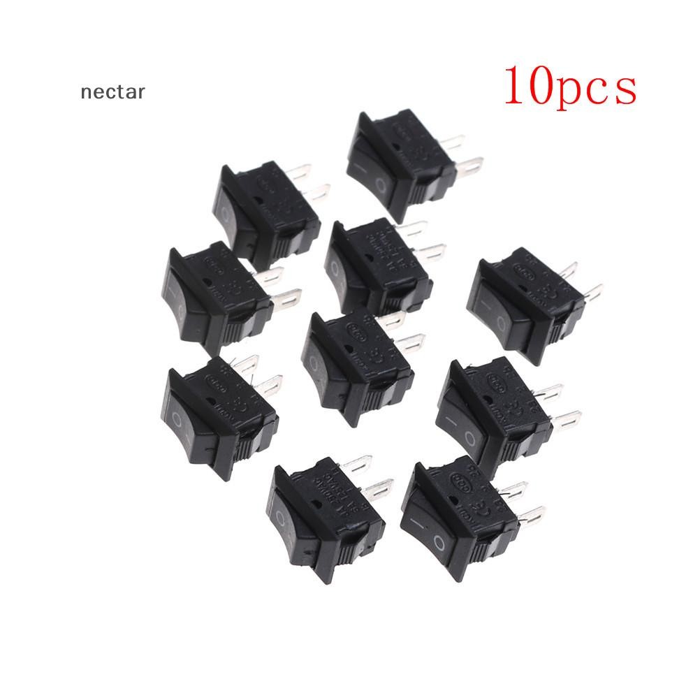 Tar 10 ชิ้น 10*15 มิลลิเมตรขนาดเล็กสีดํา Rocker สวิทช์ KCD1-11 250VAC/3A 6A 125V AC 2P สวิทช์ N