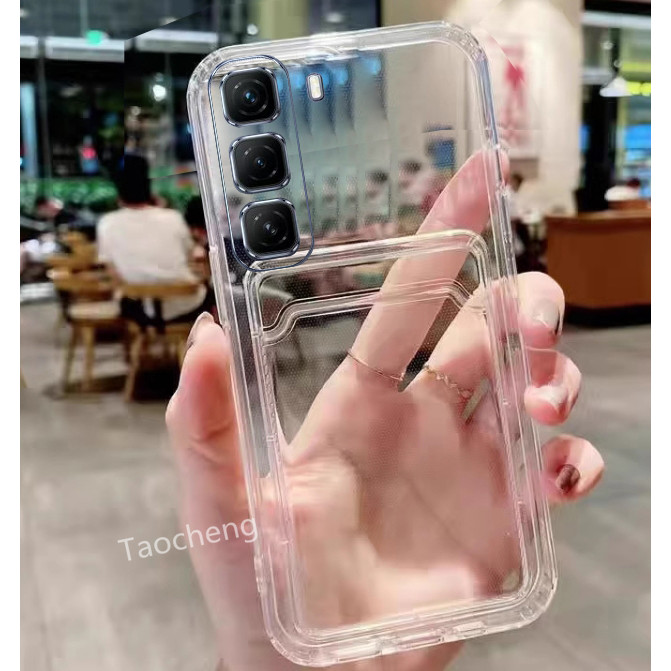 ปลอกสําหรับ Infinix Hot 50 Pro + Plus Hot50Pro + 4G 5G 2024 ซิลิโคนใสนุ่ม TPU ใส่การ์ดเคสโทรศัพท์แฟชั่นกันกระแทกโปร่งใสป้องกันปกหลัง