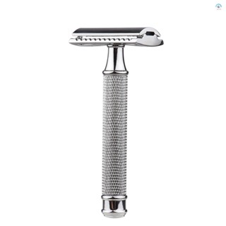 มีดโกนความปลอดภัยสองขอบสแตนเลสมีดโกนโกนหนวดด้วยตนเองด้ามยาวม…