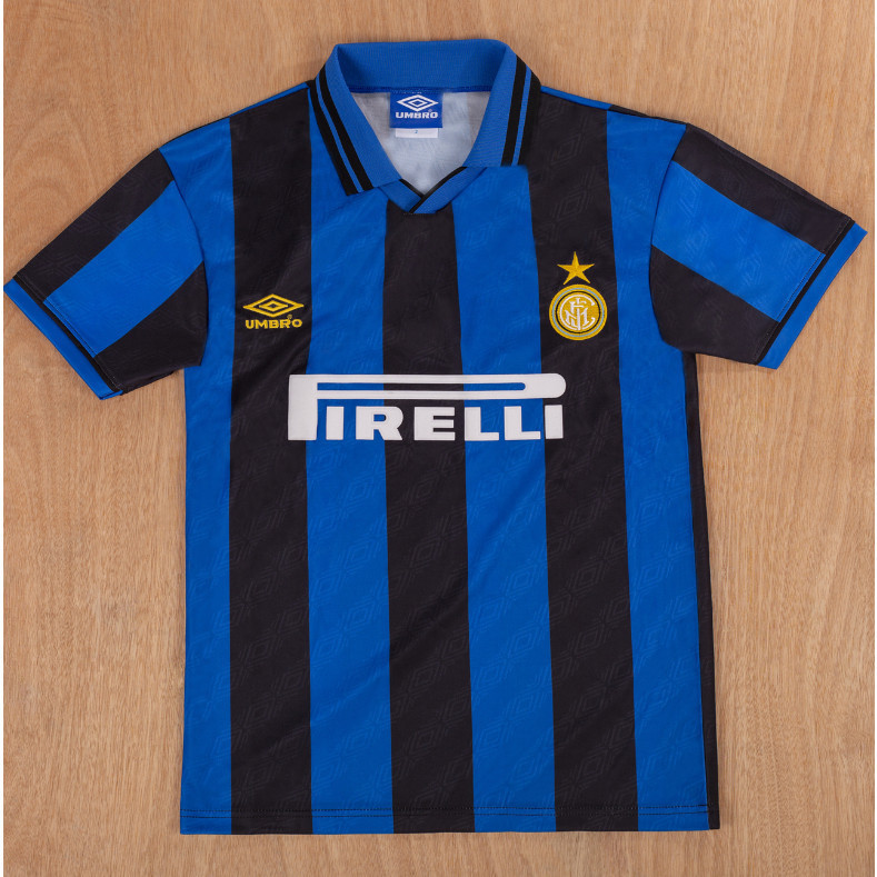 รูปแบบใหม่ 95-96 Inter Milan J.ZANETTI R.CARLOS คุณภาพสูง Home Retro Football Jersey เสื้อยืดที่กําหนดเอง ZAMORANO