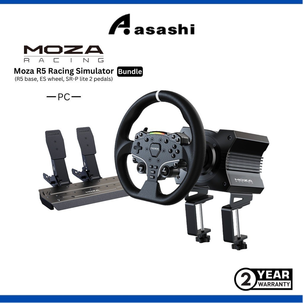 Moza R5 Racing Simulator Bundle (ฐาน R5, ล้อ ES, SR-P lite 2 เหยียบ)