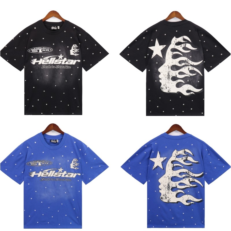 ยิงจริงในสต็อก Hellstar High Street retro ล้างโคลนด้อยพิมพ์ hoodie เสื้อยืดผู้ชายและผู้หญิง