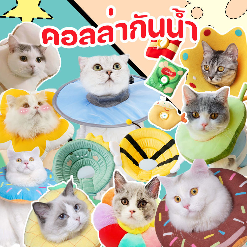 COD ปรับขนาดได้ คอลล่าแมว คอลล่ากันน้ำ คอลล่าเบา ปลอกคอกันเลีย กันเกา