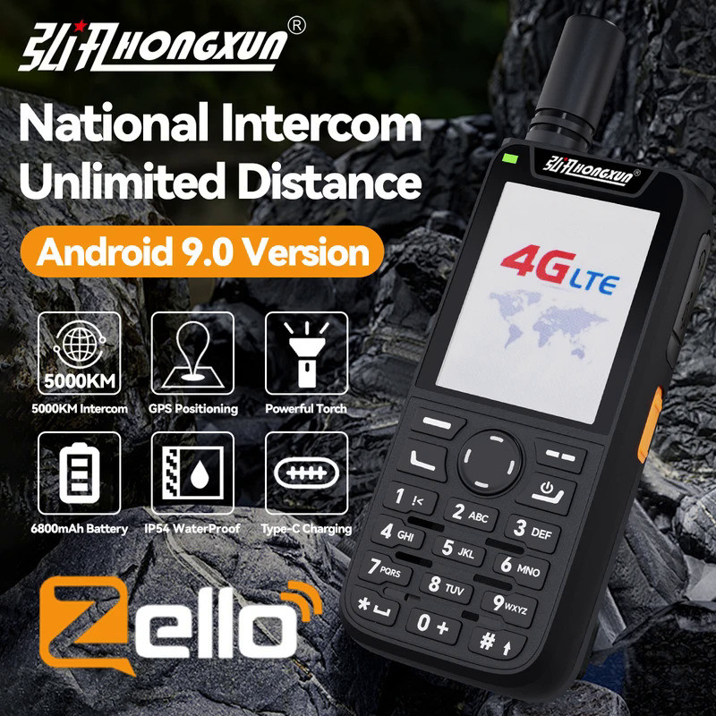 Zello Walkie Talkie 4g Sim Card WiFi Network Cell Phone Radio Long Range 100 Miles Professional POC 