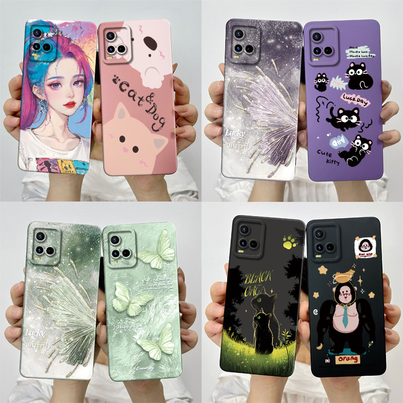 สําหรับvivo Y33S Y21 2021 Y21S Y21T Y21E Y33Tเคสโทรศัพท์V2109 ซิลิโคนอ่อนนุ่มหวานทาสีป้องกันปกหลังน่ารักการ์ตูนพิมพ์ปลอกเปลือกกันกระแทก