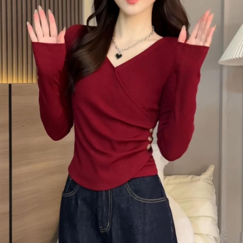 เสื้อยืดแขนสั้นคอปกอเนกประสงค์สําหรับผู้หญิงฤดูใบไม้ผลิและฤดูใบไม้ร่วงHGF