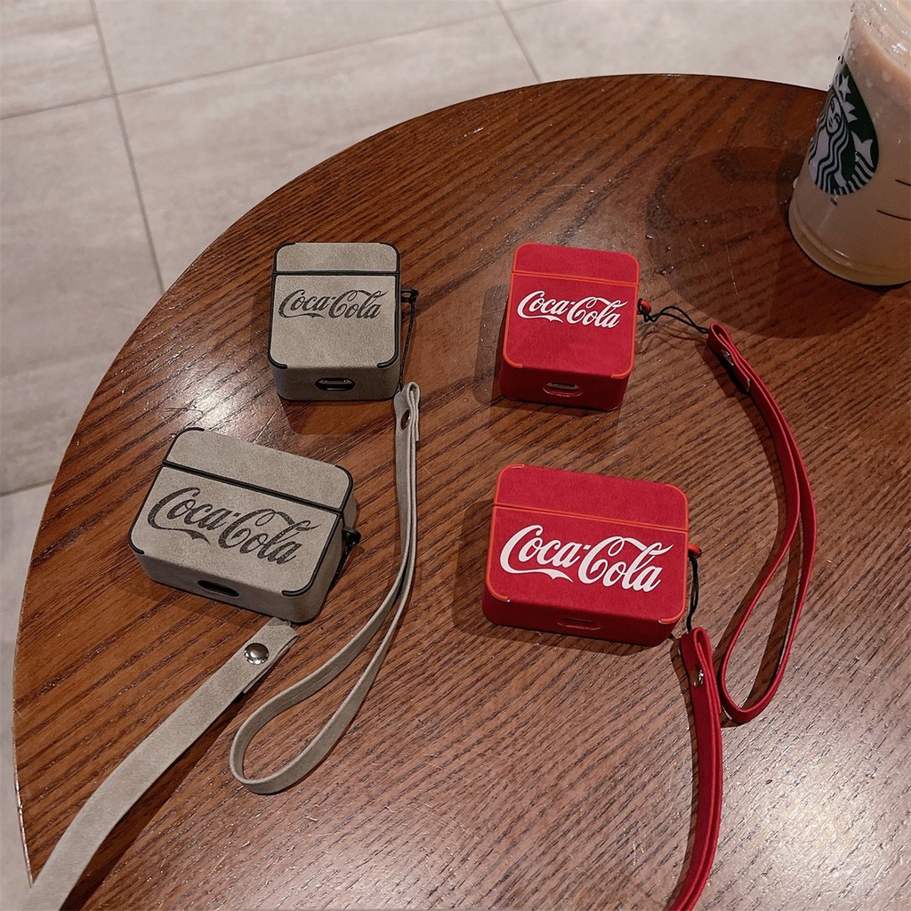 Coca Cola หนังนุ่ม TPU ซิลิโคนสแควร์ปลอกสําหรับ AIRPODS 4 PRO2 1/2/3 PRO เคสป้องกันเท่านั้น Shell ฝาครอบป้องกันอุปกรณ์เสริม