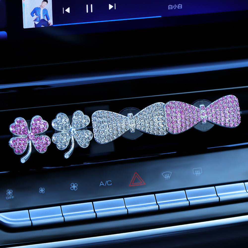 Full Diamond Bow Car Car Vent Aromatherapy Clip Perfume รูปที่ 2