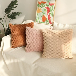 COD ปลอกหมอน 45*45cm ปลอกหมอนพิมพ์ สีทึบ ขนนุ่ม ดูดี สำหรับตกแต่งบ้าน