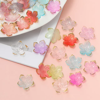 St. kunkka 50 ชิ้นลูกปัดดอกไม้อะคริลิค Cherry Blossom Spacer ลูกปัด Gilding ดอกไม้ลูกปัดฐานสามารถใช้สําหรับ DIY สร้อยคอสร้อยข้อมือทํา