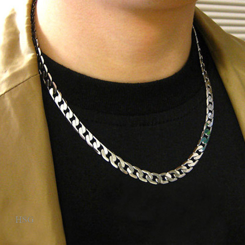 Hsg บุรุษโซ่ไทเทเนียมเหล็ก 50 ซม. สร้อยคอสําหรับผู้ชายเครื่องประดับของขวัญกว้าง 6/7/10 มม.