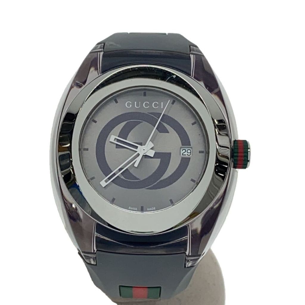 GUCCI Men's Watch Quartz Digital Rubber GRY 137.1 Direct from Japan Secondhand