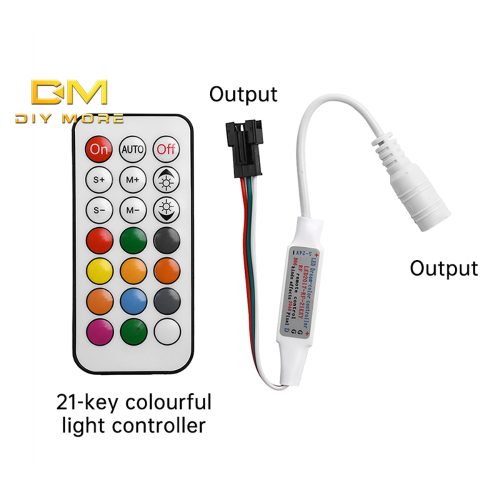 Diymore 5-24V 21 คีย์ Phantom Color Controller Rgb Full Color Streaming Running Light Led Strip Light Controller Led Dimmer Controller Dc หัว