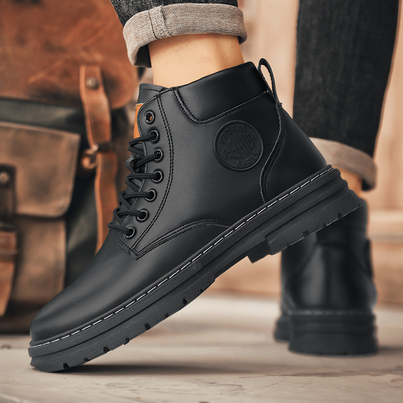 รองเท้าผู้ชาย Martin Boots โดยรวมรองเท้ารองเท้าเดินป่าหนา Soled ความสูง-Increasing รองเท้ารองเท้าเดินป่ากลางแจ้งรองเท้าแฟชั่นลําลองรองเท้า High-Top