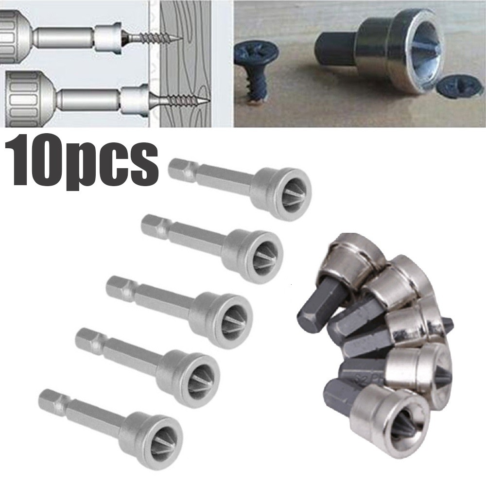 [FAIRLAND-TH] 10pcs ความลึกหยุดสกรูปูนปลาสเตอร์ Locating ไขควง Bits PH2 Hex Shank 25+50 มม.