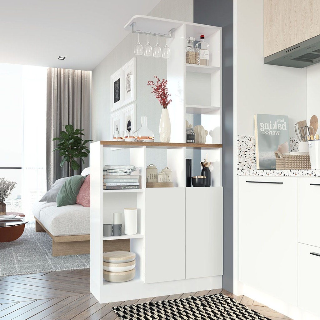 SB Design Square เคาน์เตอร์บาร์ ขนาด 90 ซม. รุ่น Burgess สีขาว (90x40x190 ซม.) แบรนด์ KUCHE