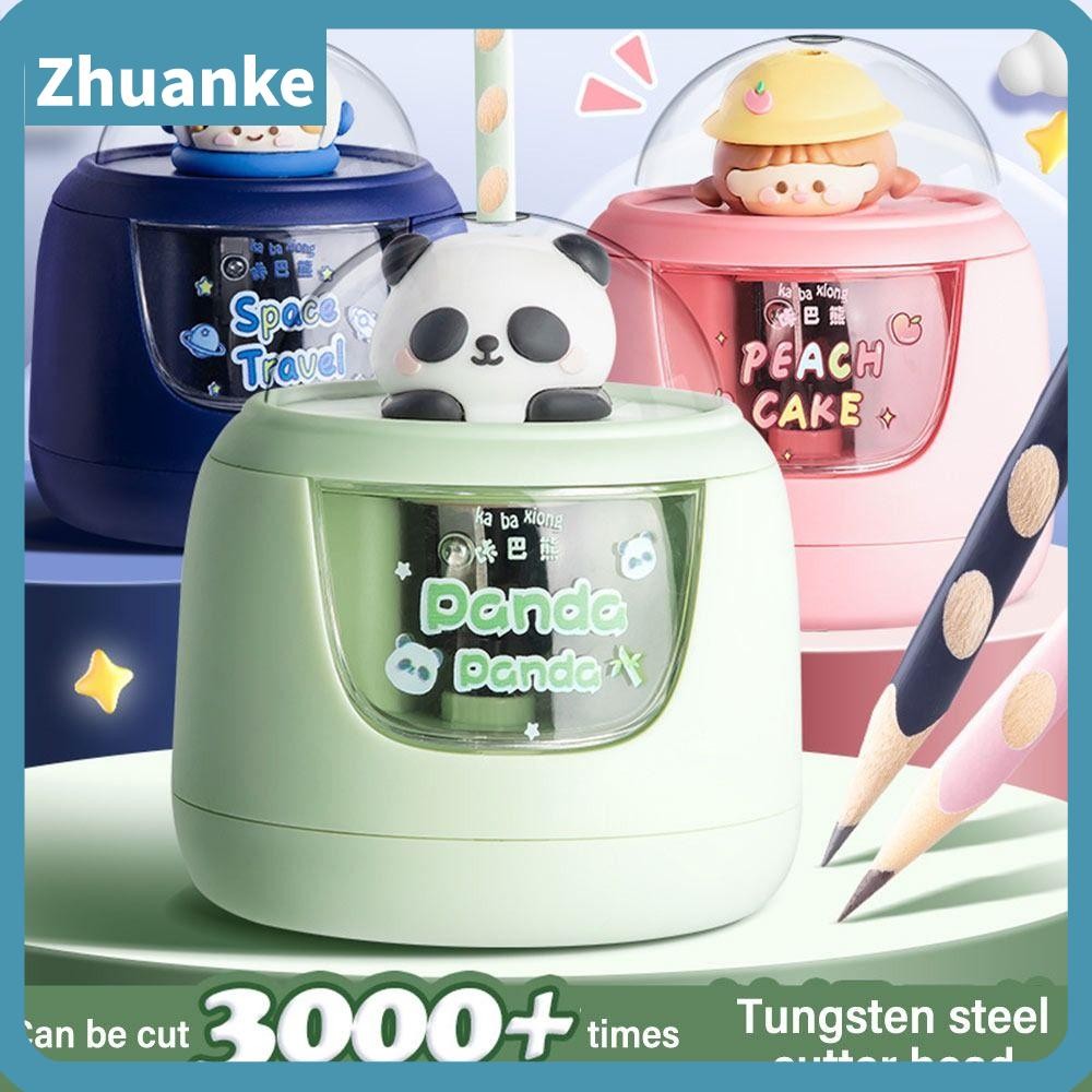 Zhuanke กบเหลาดินสอไฟฟ้า เข้าอัตโนมัตินํานักบินอวกาศ/แพนด้าออกแบบกบเหลาดินสออัตโนมัติ, Creative Anti Stick Lead Pencil Sharping Tool ของขวัญ