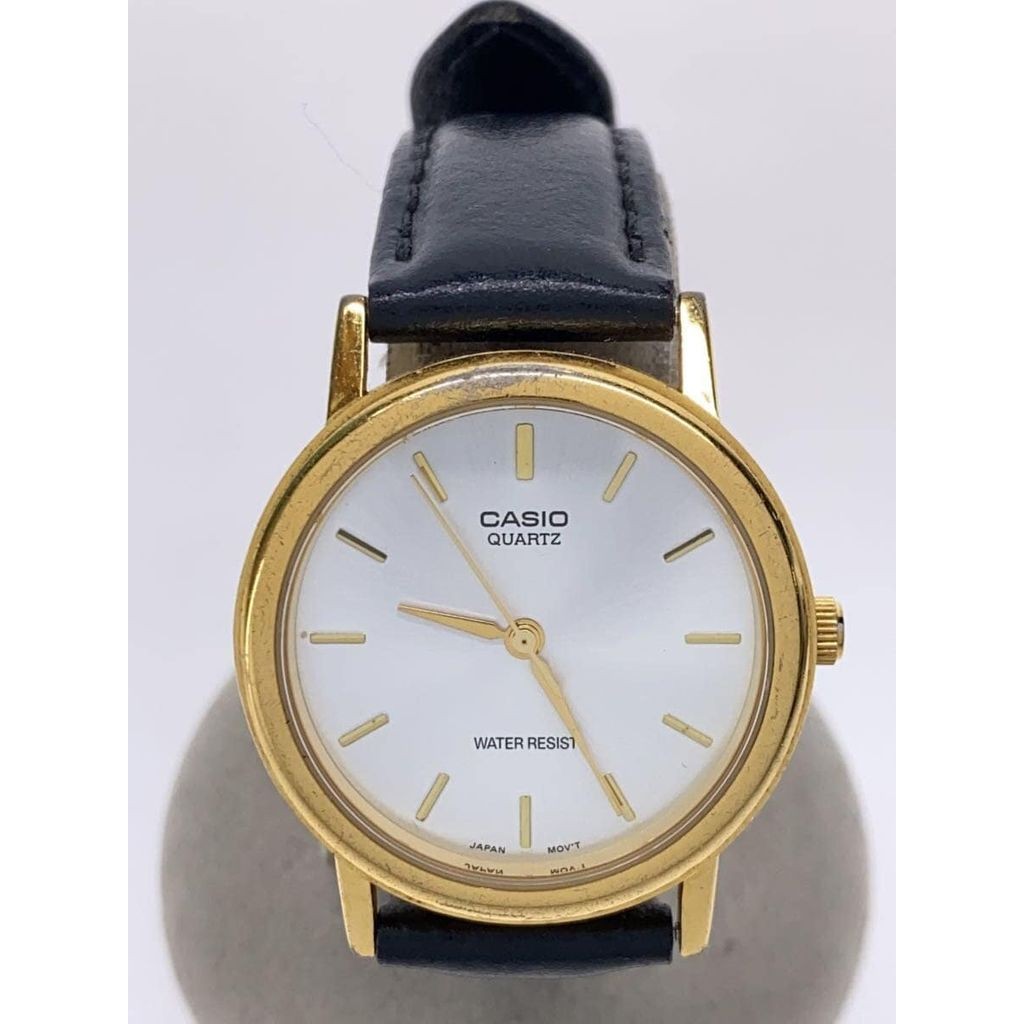 Casio Mens Watch Quartz Analog Leather SLV BLK MTP-1095 ส่งตรงจากญี่ปุ่น มือสอง
