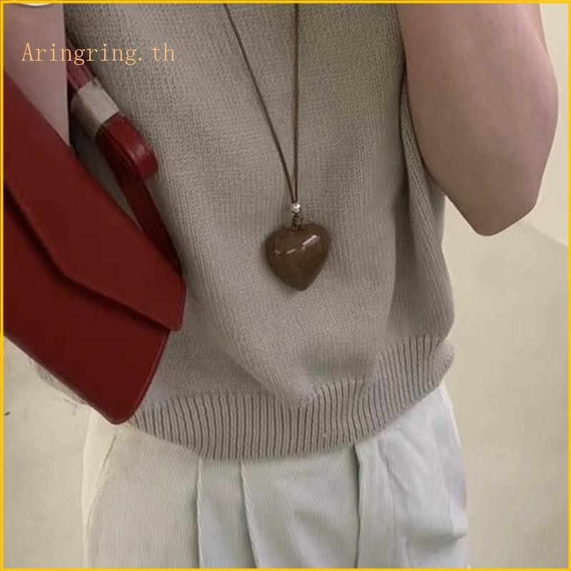 ริน สร้อยคอเก๋กับจี้หัวใจขนาดใหญ่อเนกประสงค์แฟชั่นกระดูกไหปลาร้าโซ่เครื่องประดับ