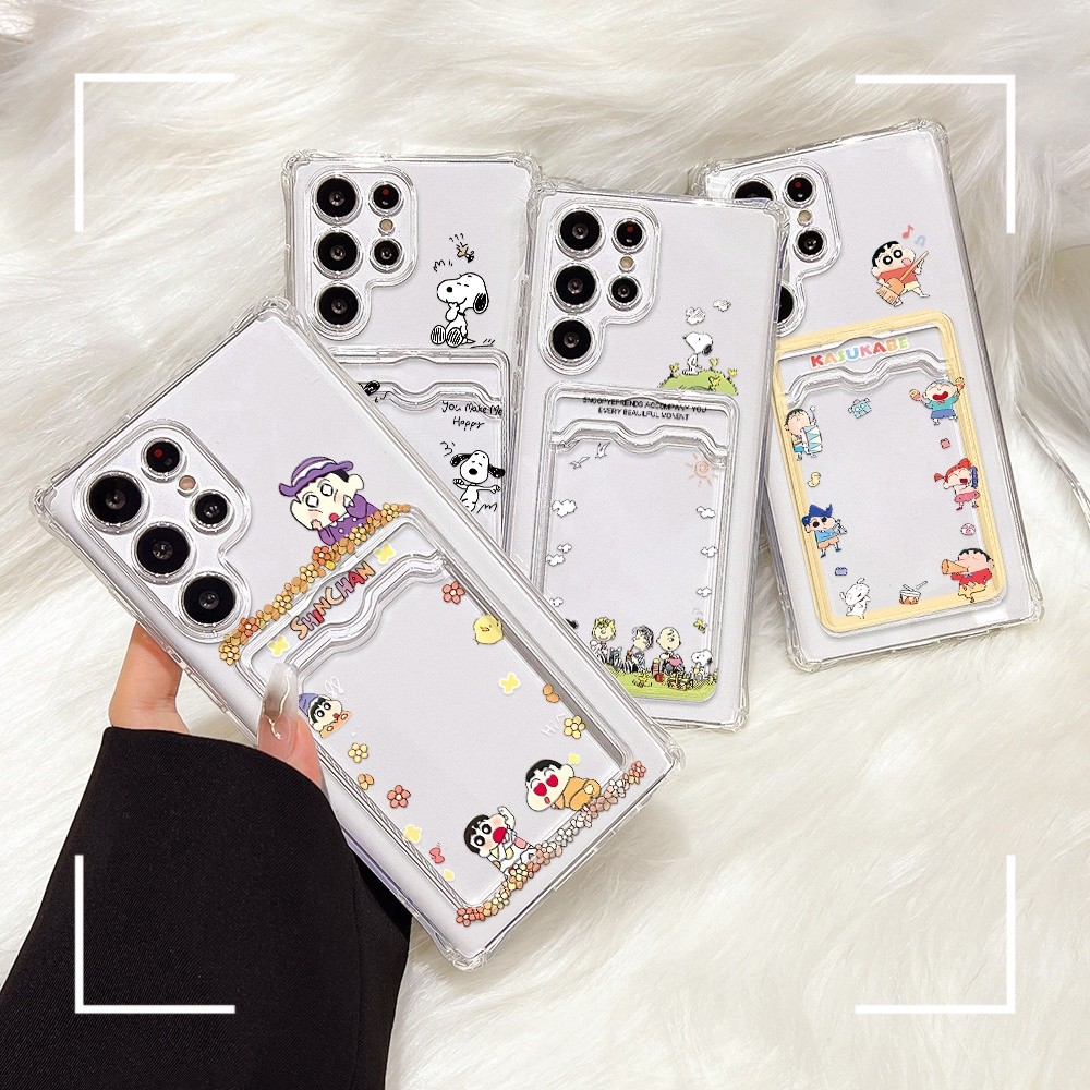 SHINCHAN Softcase Slot Card Holder สําหรับ Samsung A15 A03S A04E A05S A12 A13 A35 A54 A55 A71 A73 S2