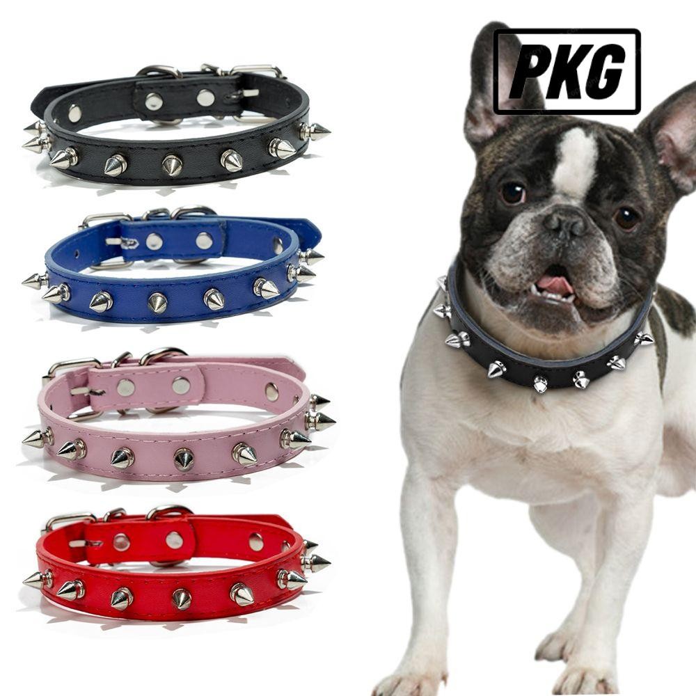 Repkg ปลอกคอสุนัข สินค้าสัตว์เลี้ยง PU Leather Rivets สายคล้องคอ