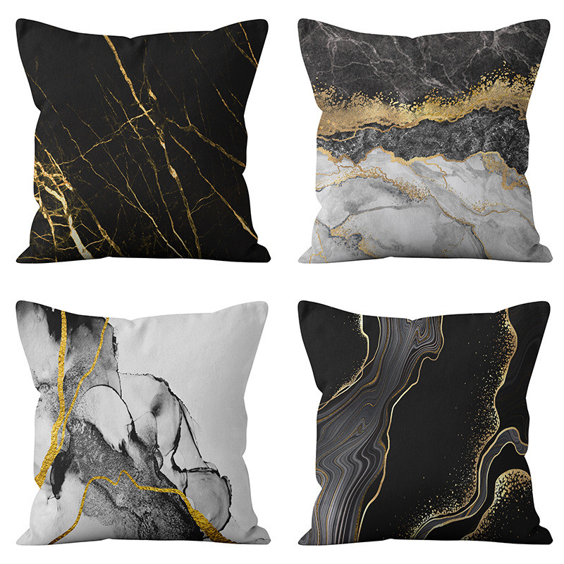 Nordic Golden Marble รูปแบบบทคัดย่อหมอน Texture Home Cushion Cover ปลอกหมอนตกแต่ง