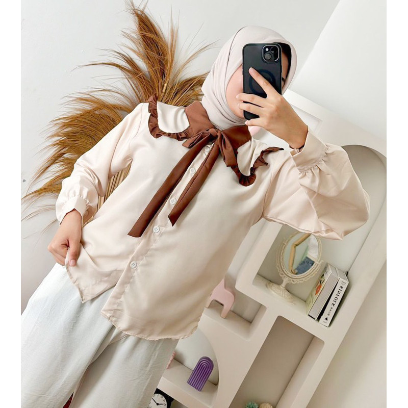 KEMEJA ZETERINDO - ZFS LATEST เสื้อเชิ้ตผู้หญิง / CERIA TOP BLOUSE / PREMIUM PLAINED SAILOR คอปกเสื้