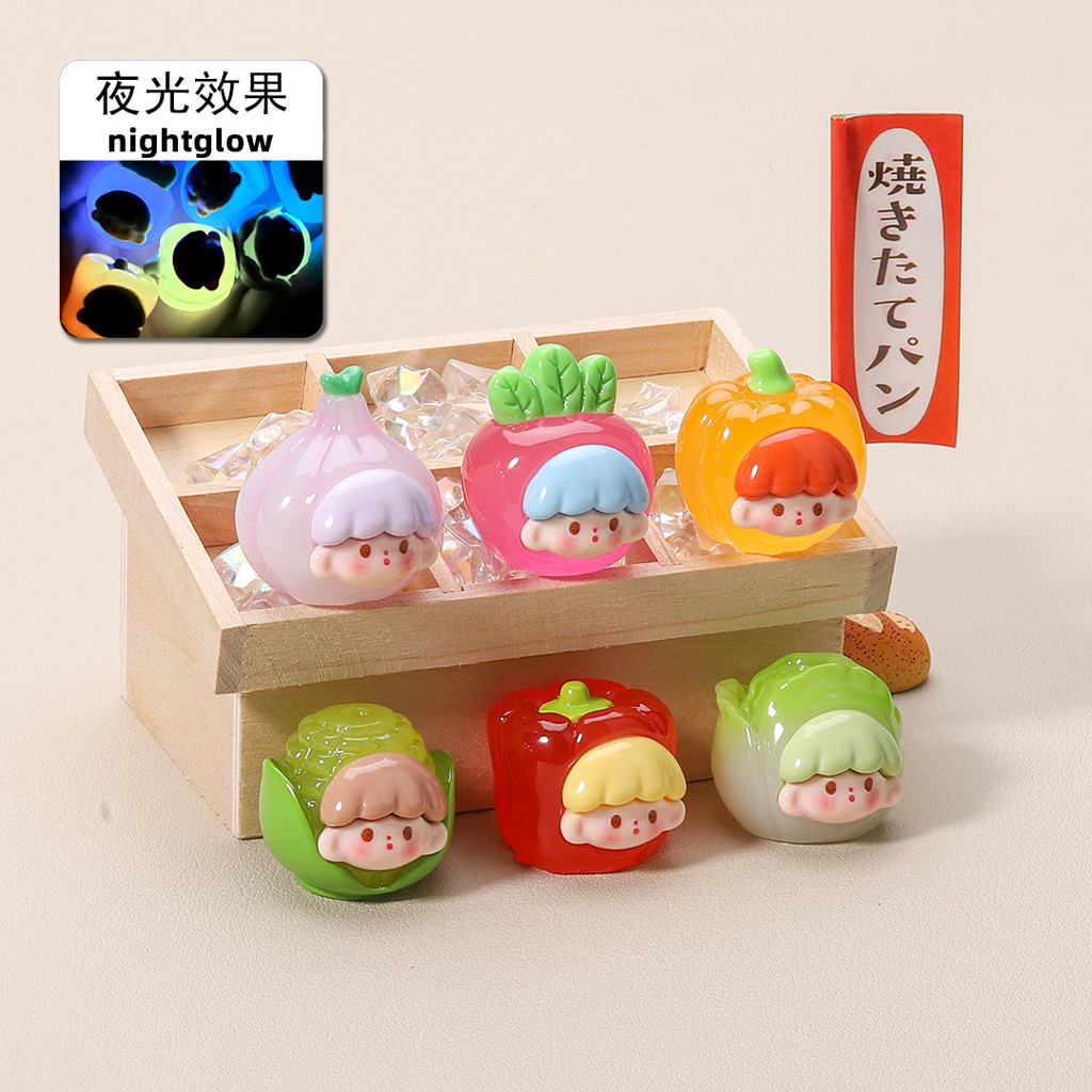 6 ชิ้น Luminous Glow ผัก Baby 3D เรซิ่น Charms สําหรับ DIY (9-385)