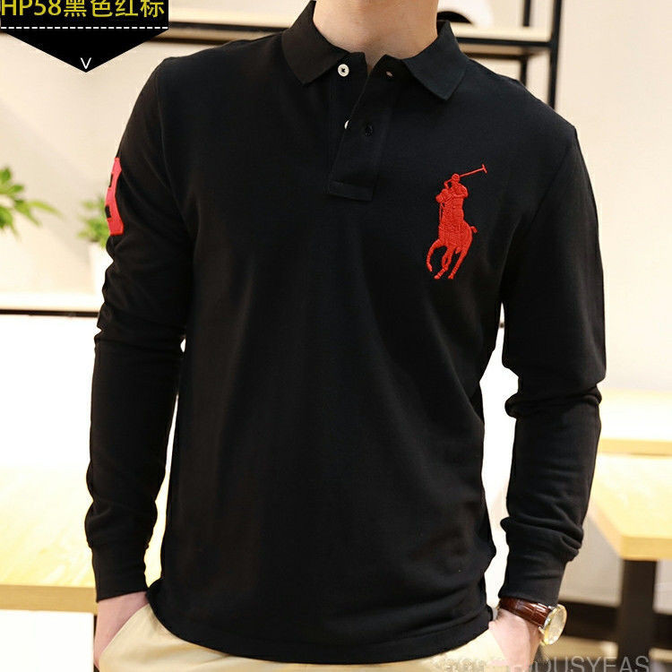 2024 สไตล์ใหม่ผู้ชายสีดําเสื้อโปโลแขนยาวด้านบนปกเสื้อยืดสีทึบธุรกิจสบายๆฤดูใบไม้ร่วง จุดต่ําสุด เสื้อผู้ชายด้านบน [คลังสินค้าพร้อม] ราคา ถูกที่สุด ดีลบีเคเค แกลเลอรีภาพที่ 5