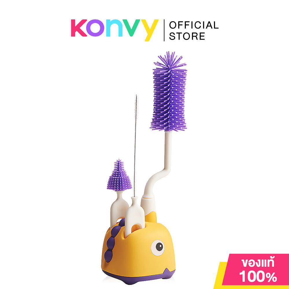 DODOLOVE Silicone Bottle Cleaner Brush 1pc #Yellow ชุดแปรงซิลิโคนล้างขวดนม พร้อมที่เสียบแปรง แปรง.
