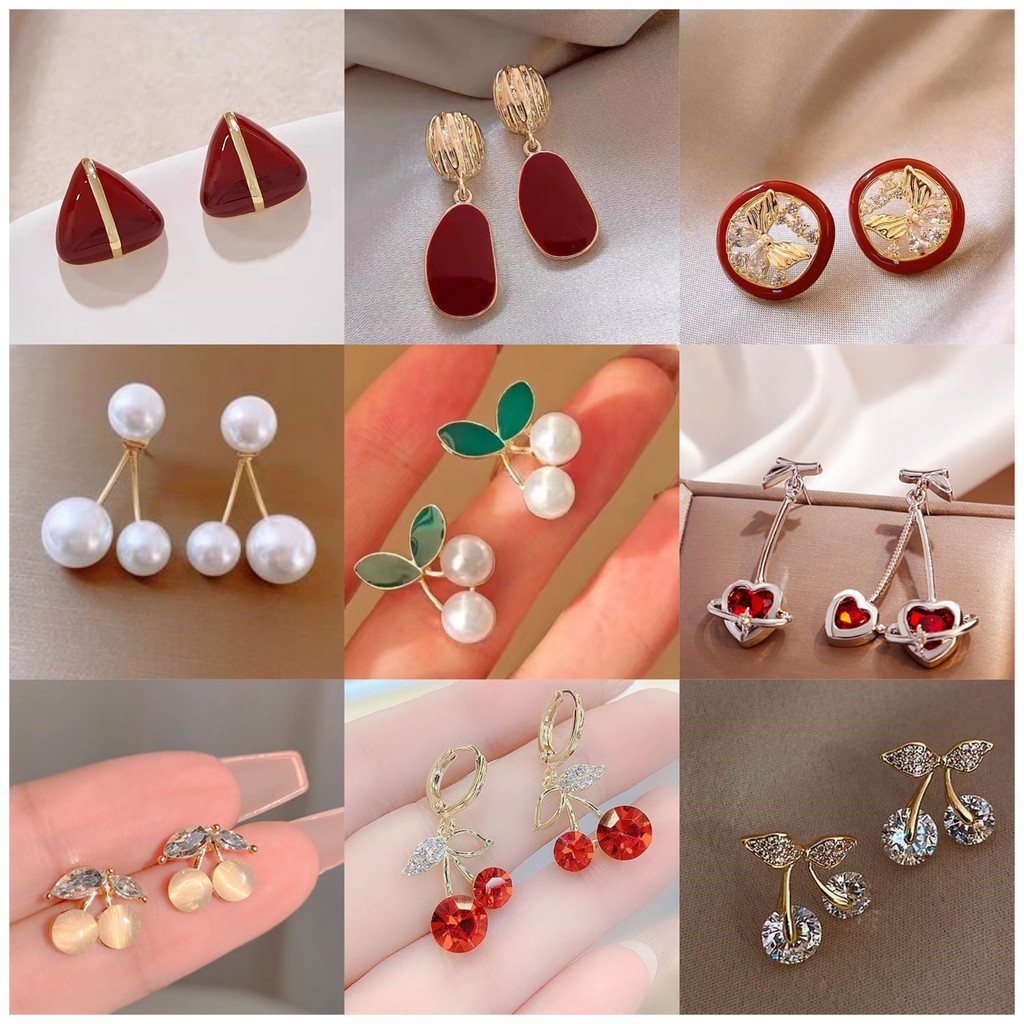 ต่างหูเชอร์รี่น่ารัก, ต่างหูกํามะหยี่สีแดงไวน์หวาน, ต่างหู
