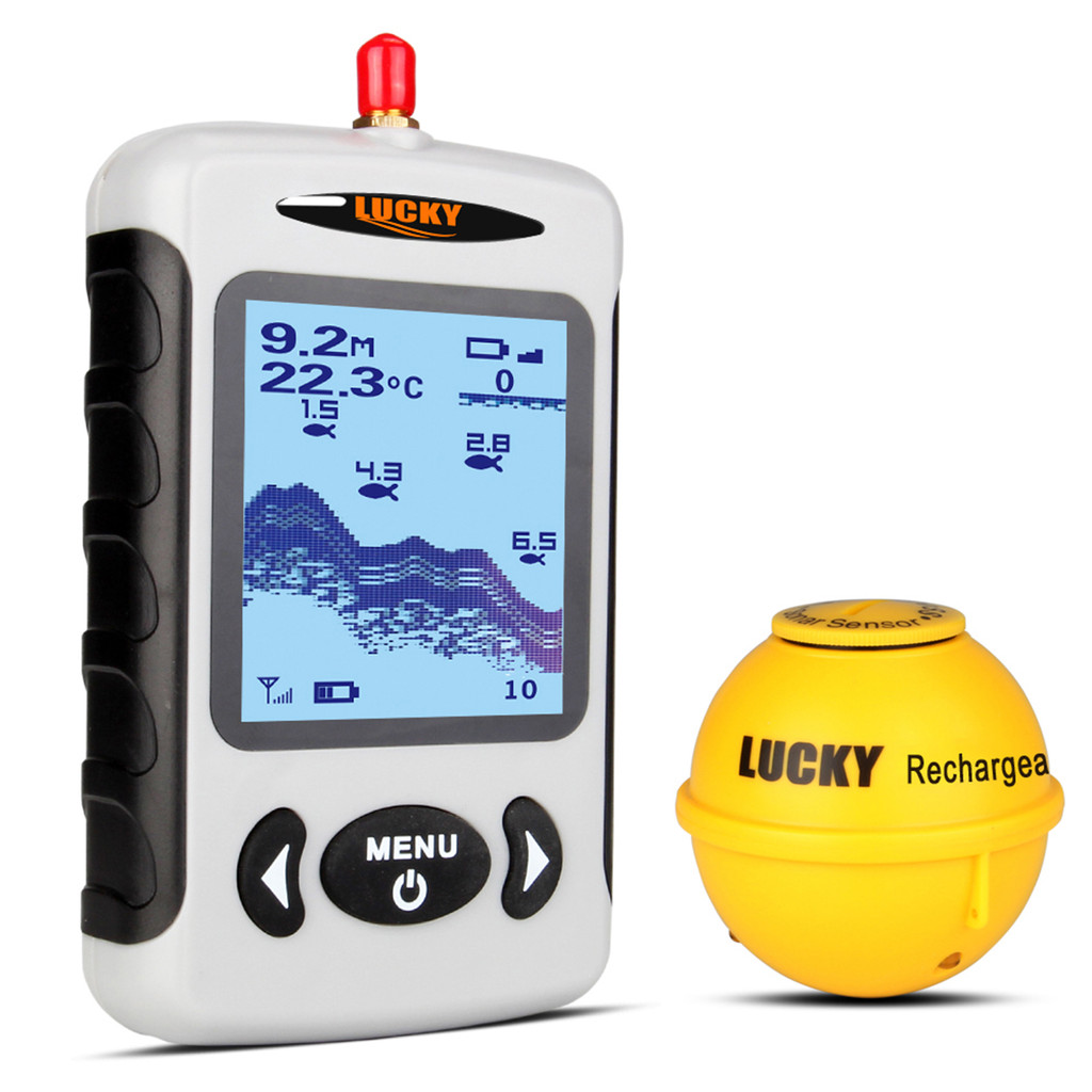 Spssth LUCKY แบบพกพา Professional Sounder ไร้สาย Sonar Fish Finder ตกปลา Probe เครื่องตรวจจับ Fishfinder พร้อม Dot Matrix