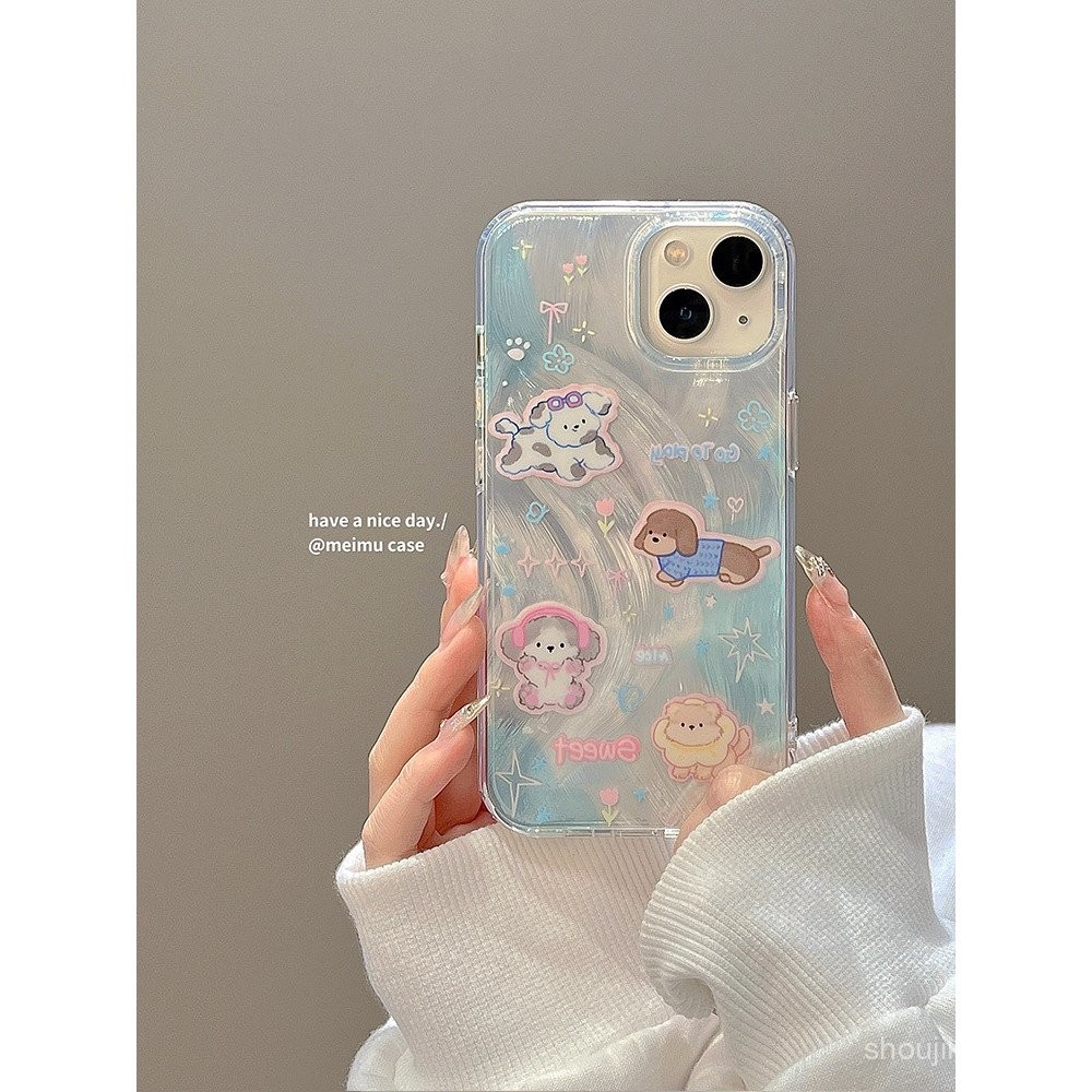 ลายลูกสุนัขแอปเปิ้ล14เคสมือถือ iphone15romax 13MINI/12/x/ se3/8plus76 41pb