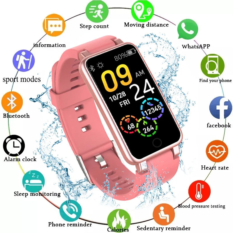 C2 Plus ผู้ชายผู้หญิงสมาร์ทนาฬิกากีฬาฟิตเนส Smartwatch Call Reminder Heart Rate Monitor สุภาพสตรีนาฬ
