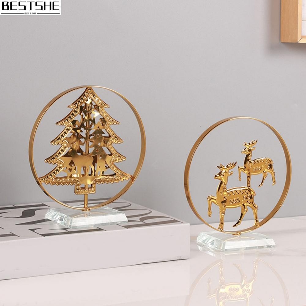 {bestshe}Delightful Nordic Christmas Metal Christmas Tree Elk Decoration for Home