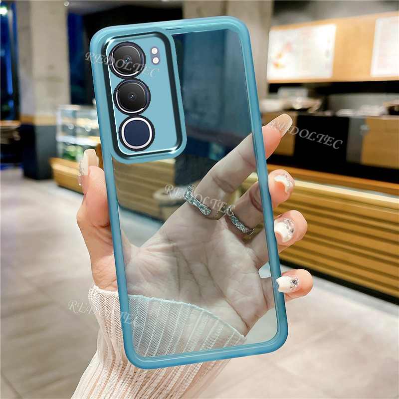เคส VIVO Y19S 2024 ใหม่สีบริสุทธิ์บางปลอกโปร่งใส VIVO Y19S VIVOY19S กันกระแทกฝาครอบโทรศัพท์ใสนุ่มพร้อมตัวป้องกันกล้องเลนส์เต็ม