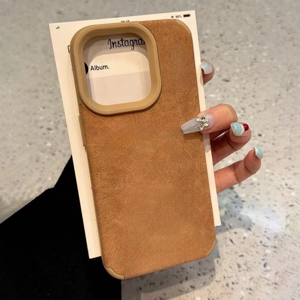 หรูหราสีน้ําตาลหนังแปรงเคสโทรศัพท์สําหรับiphone16 15 14 13 12 11 Pro MAX IXS MAX XR XSกันกระแทกป้องกันกล้องDrop-proof Softปกหลัง