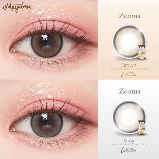 💧60% คอนแทคเลนส์ Hydrogel (กลาง) Zooma Brown / Gray (Mayalens) ⭐️ลายฮิต ขายดีมาก กรองแสงกันยูวี