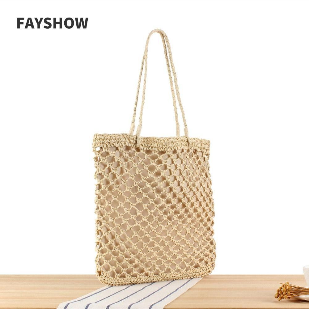 Fay Braid กระเป๋าสะพาย, Handmade Lagre-capacity สานฟาง Tote Bag, ของขวัญ Designer พื้นผิวขั้นสูงกระเป๋าชายหาดอเนกประสงค์