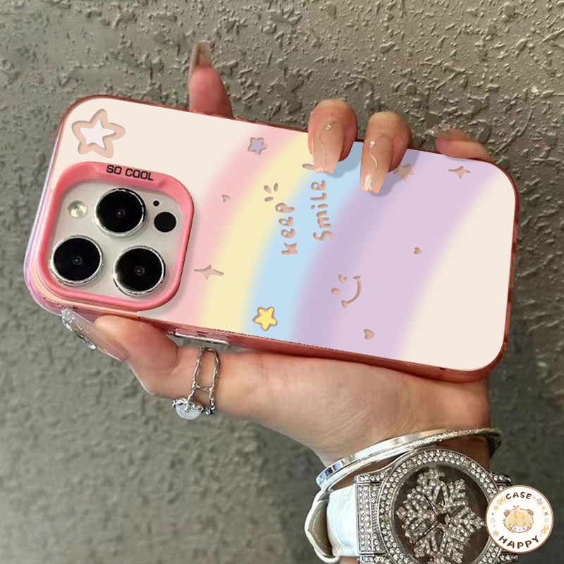 รูปแบบรอยยิ้มสีรุ้งแฟชั่น สำหรับ เคสIPhone 11 16 15 12 13 14 Pro Max 7Plus 15 14 13 8 7 16 Plus XR X XS Max SE 2020