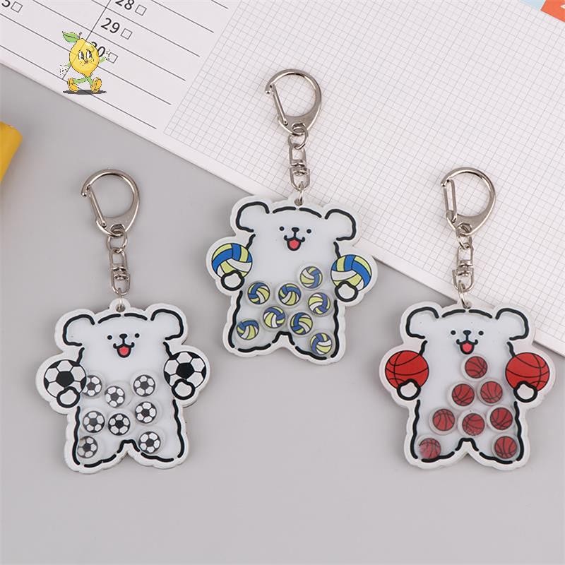 [mozh] Creative Line Puppy Shake It Football Basketball Volleyball Keychain Cute Cartoon Dog Jewelry
