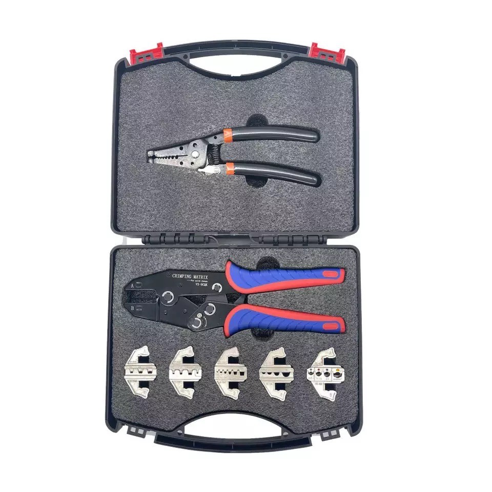 【waomenn_】ชุดคีมย้ำหางปลา สลิปต่อสาย แบบเปลี่ยนหัวได้ 5 แบบ CRIMPING PLIERS KIT/9CQK