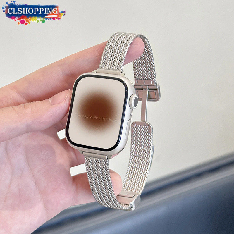 Magnetic Folding Loop Band สําหรับ Aple watch Series 10 42 มม.46 มม.9 8 7 41/45 มม.Ultra 49 มม.สายสแ